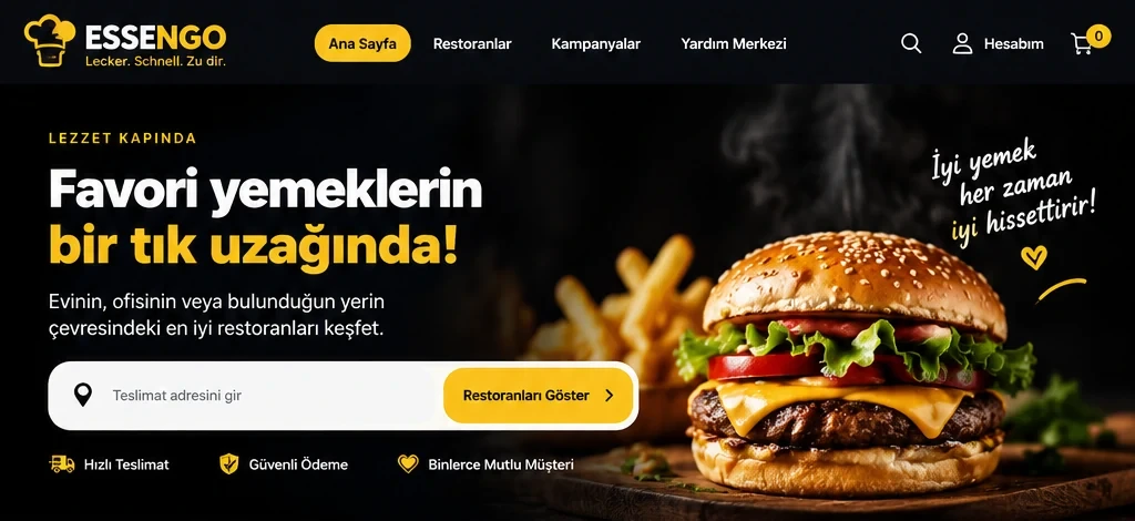 ESSENGO masaüstü site görünümü